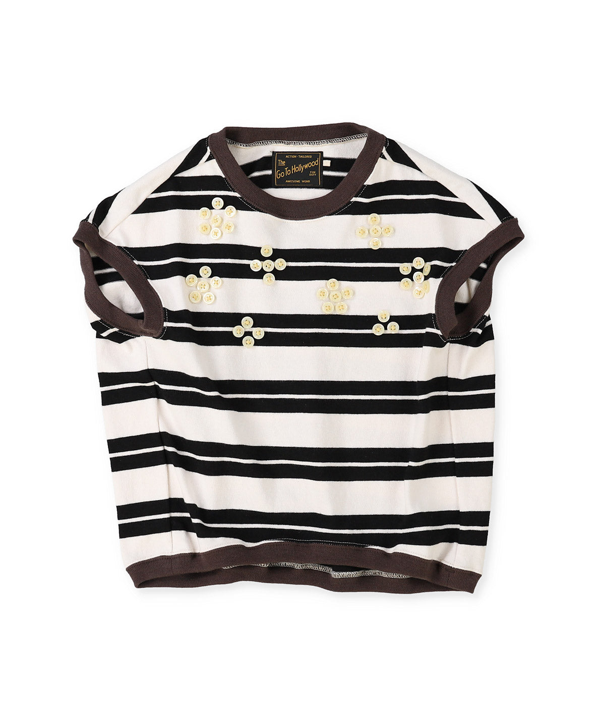 Striped Button Sleeveless Tee