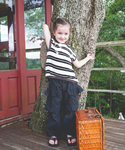 Striped Button Sleeveless Tee