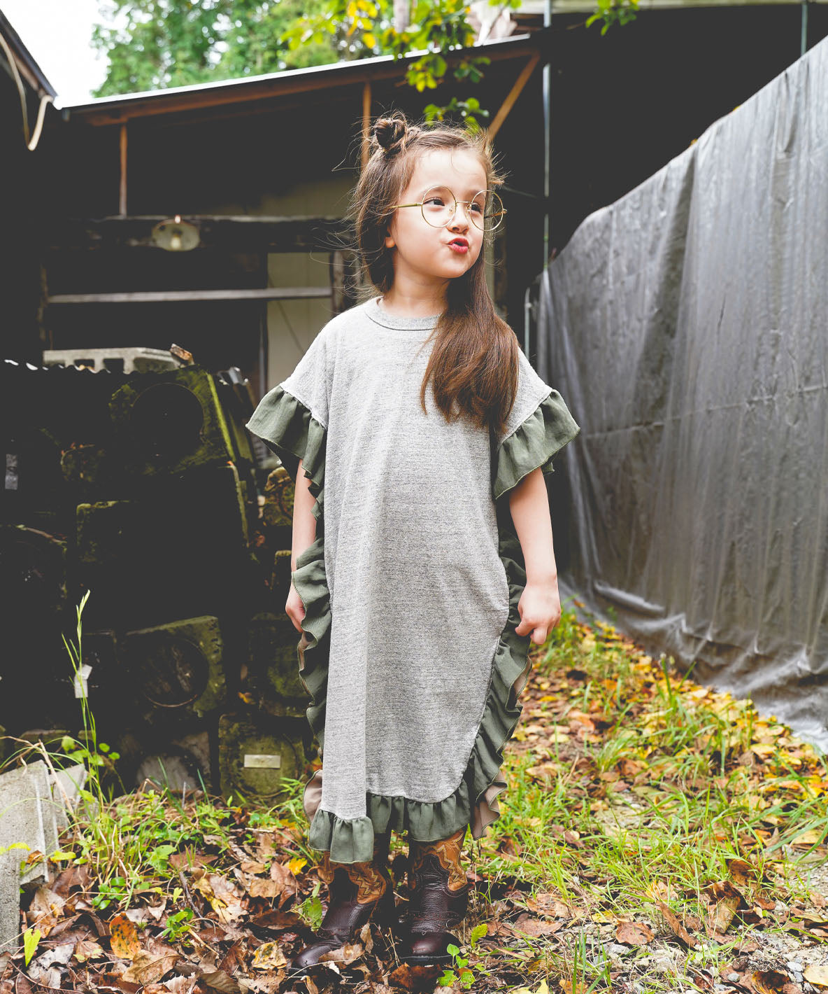 Cotton Jersey Ruffled Dress