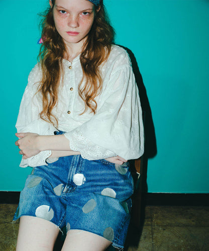 Denim Sparkle Dot Shorts