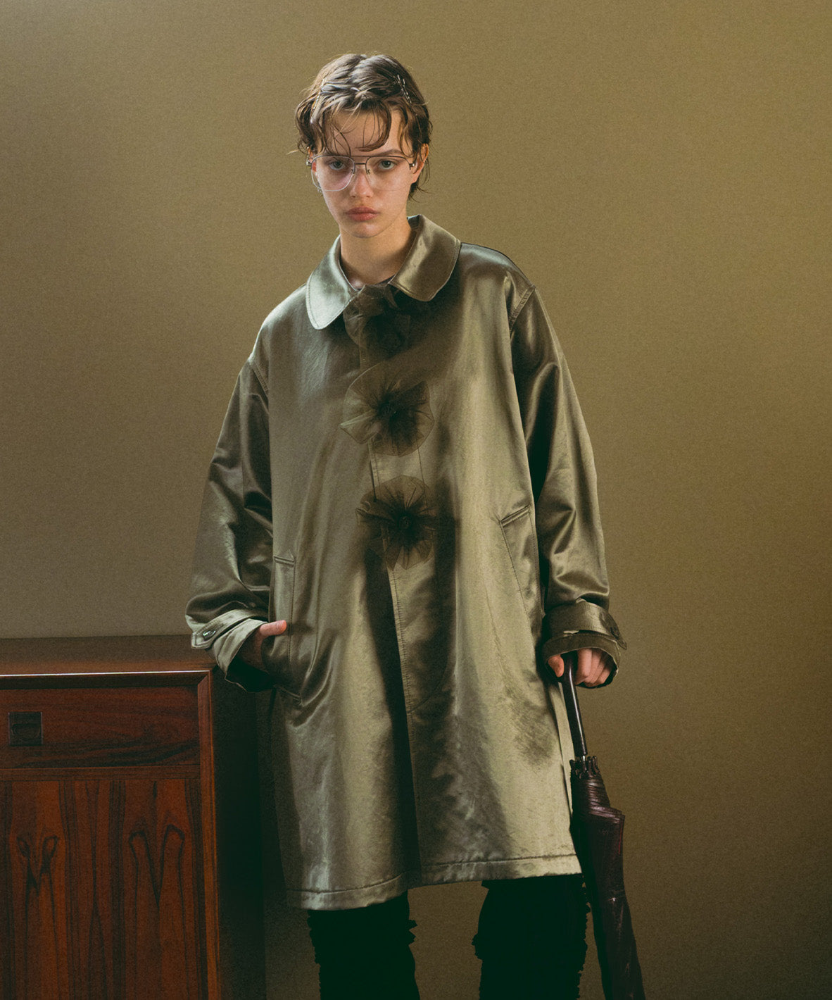 Flower Balmacaan Coat