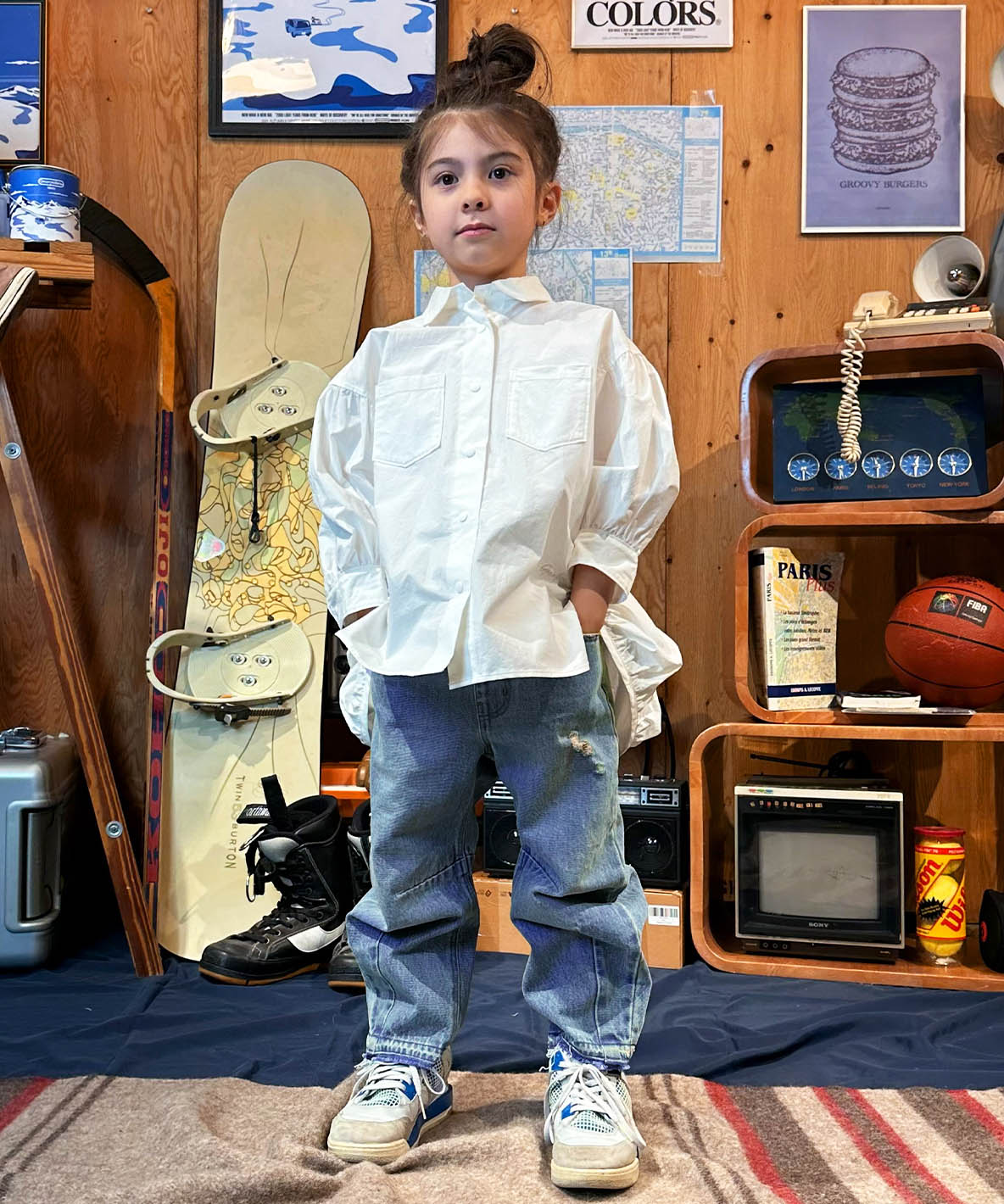 Typewriter Cloth Long Ballooned Shirt