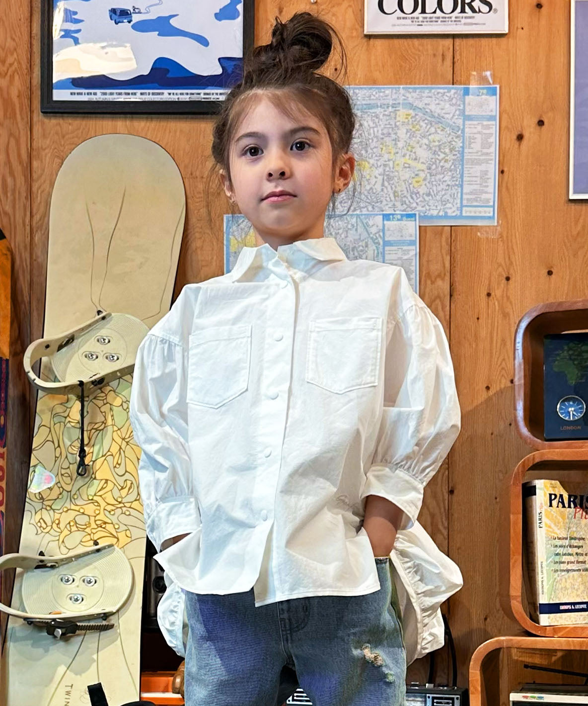Typewriter Cloth Long Ballooned Shirt