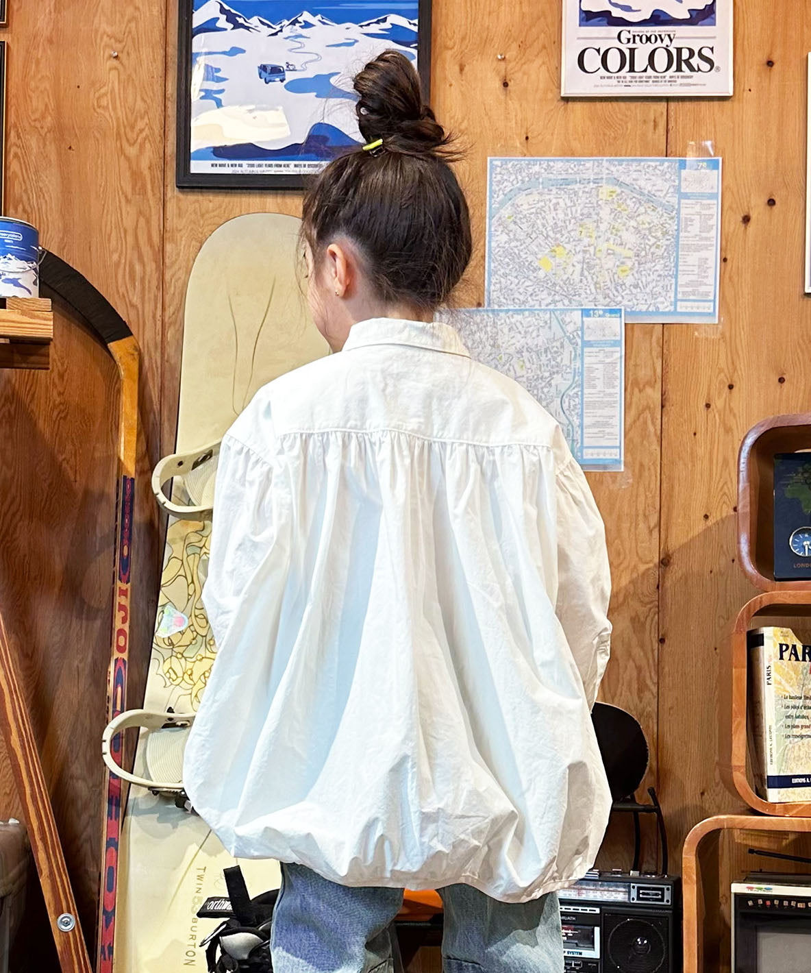 Typewriter Cloth Long Ballooned Shirt