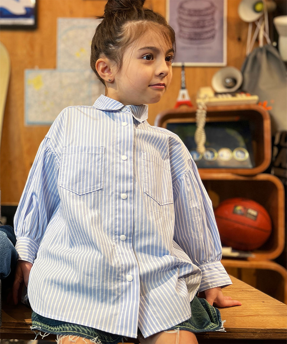 Typewriter Cloth Long Ballooned Shirt