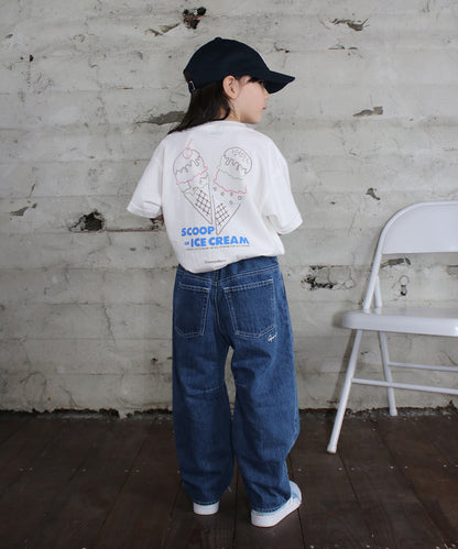 Denim Wide Curved Pants