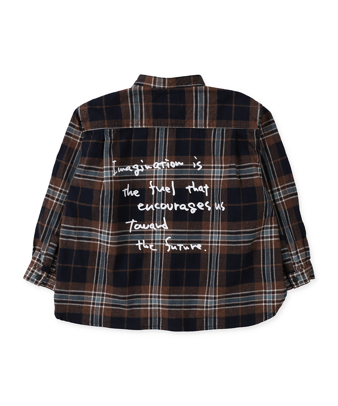 Wool Plaid Band Collar Graffiti Shirt