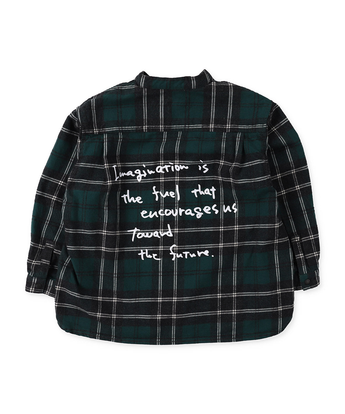 Wool Plaid Band Collar Graffiti Shirt