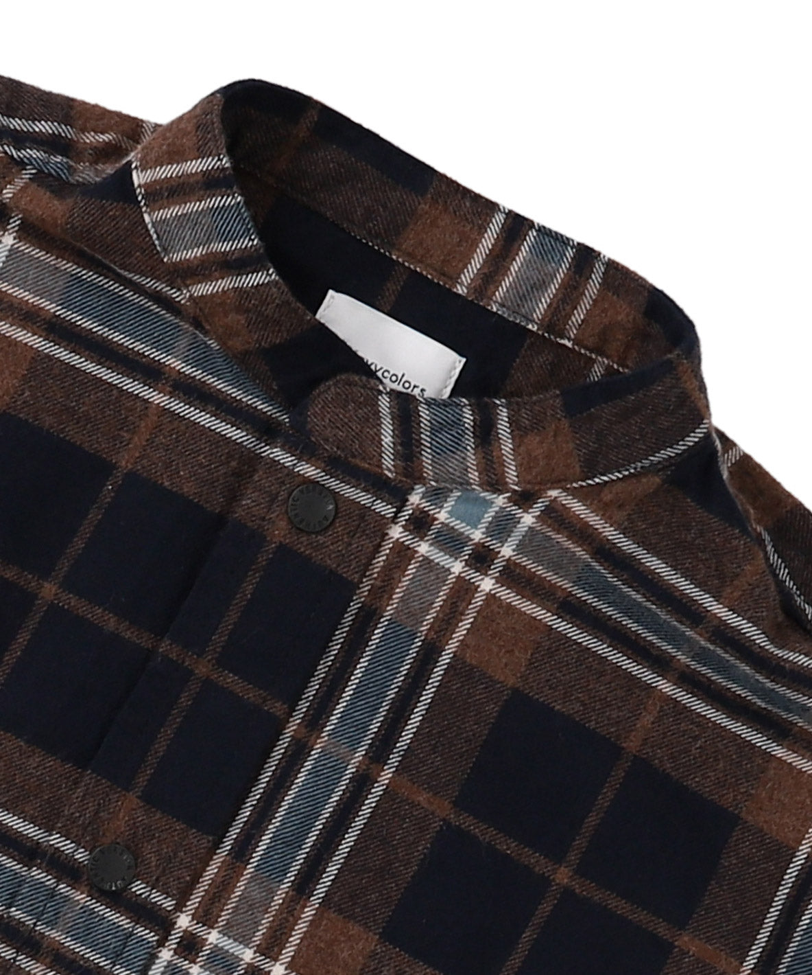 Wool Plaid Band Collar Graffiti Shirt