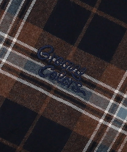 Wool Plaid Band Collar Graffiti Shirt