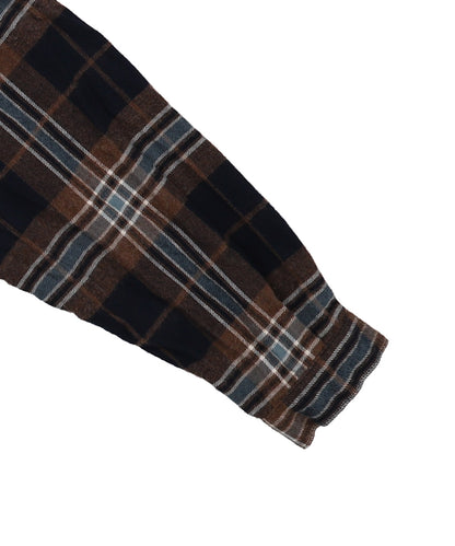 Wool Plaid Band Collar Graffiti Shirt