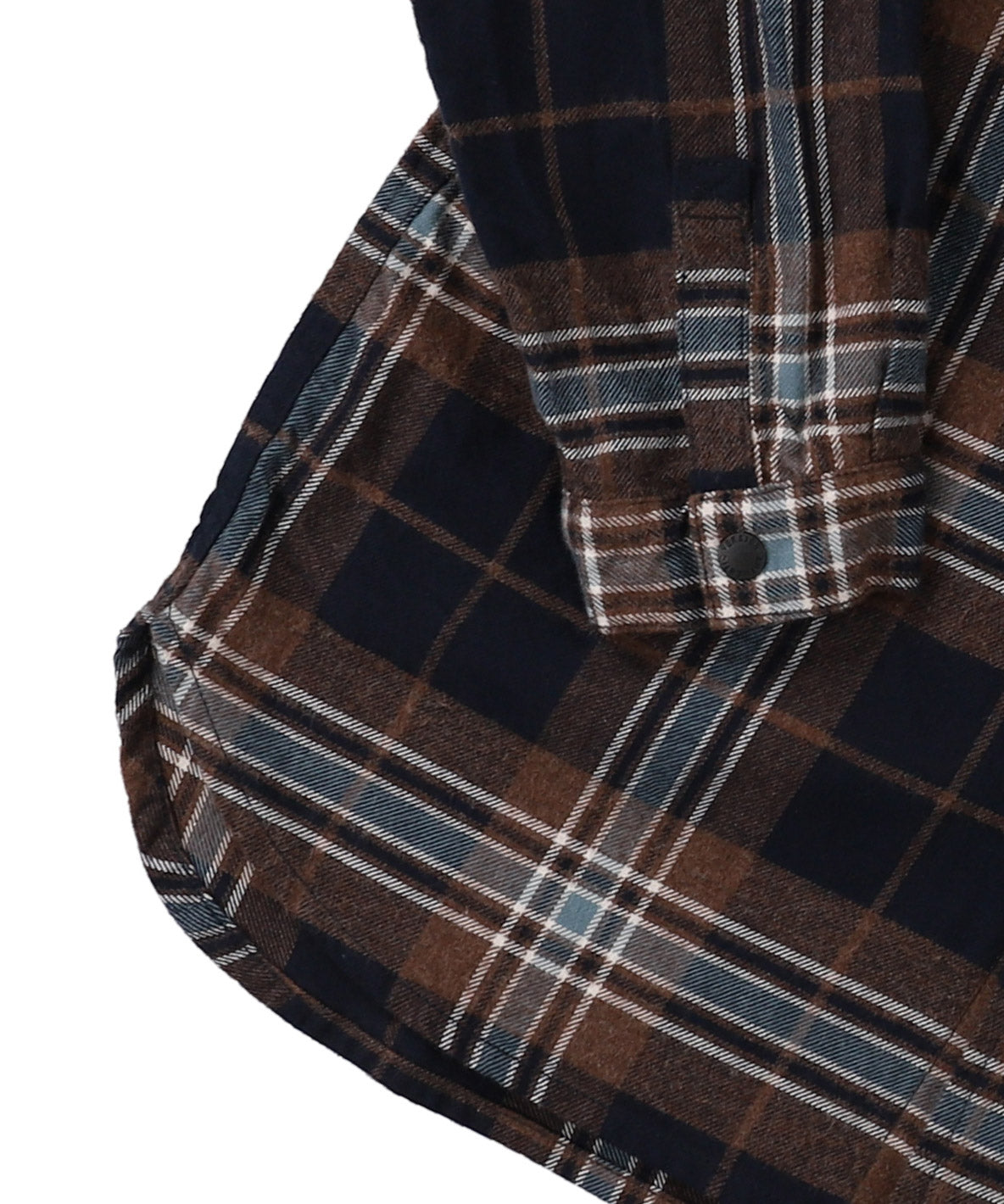 Wool Plaid Band Collar Graffiti Shirt