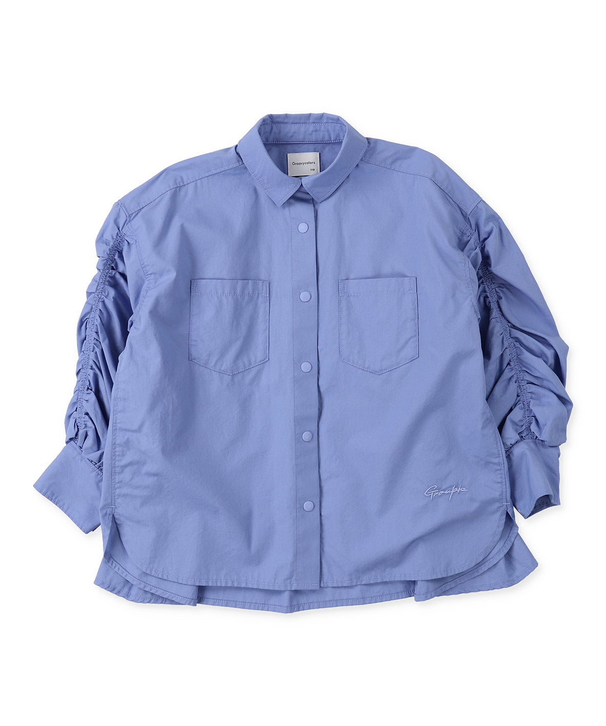 Broadcloth Gathered-sleeve Long Shirt