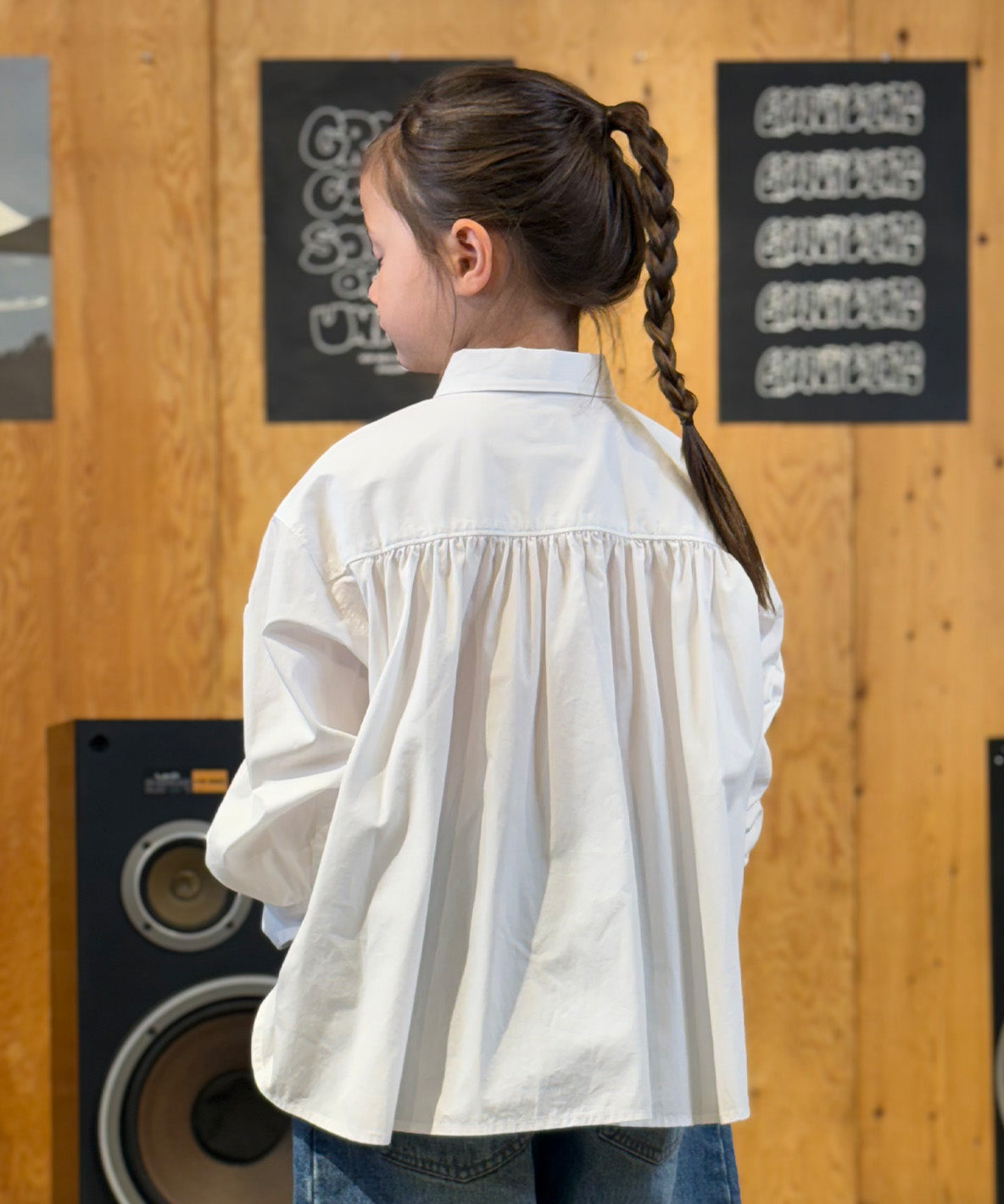 Broadcloth Gathered-sleeve Long Shirt