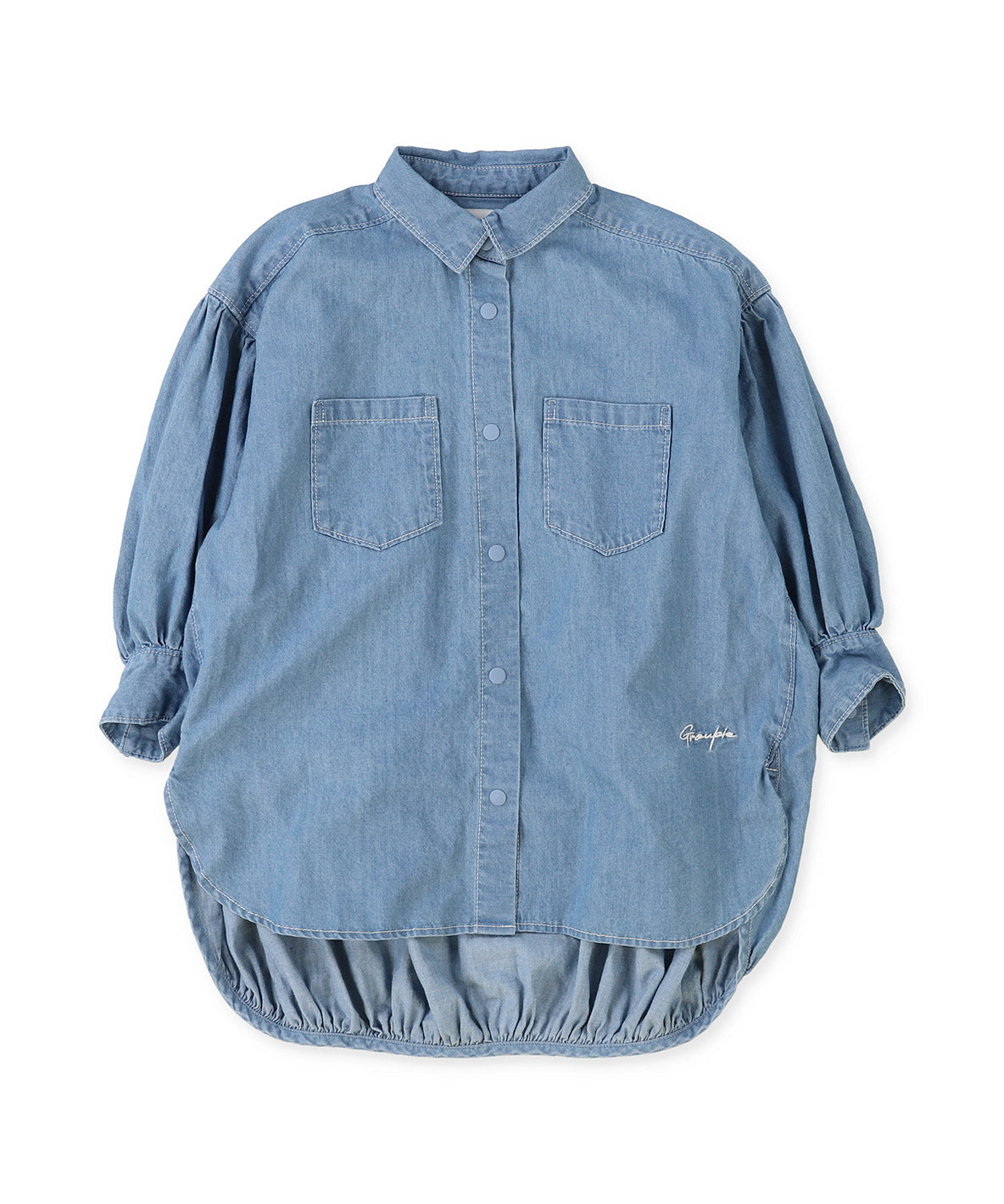 Denim Balloon Silhouette Shirt