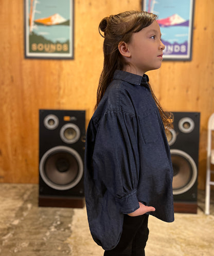 Denim Balloon Silhouette Shirt