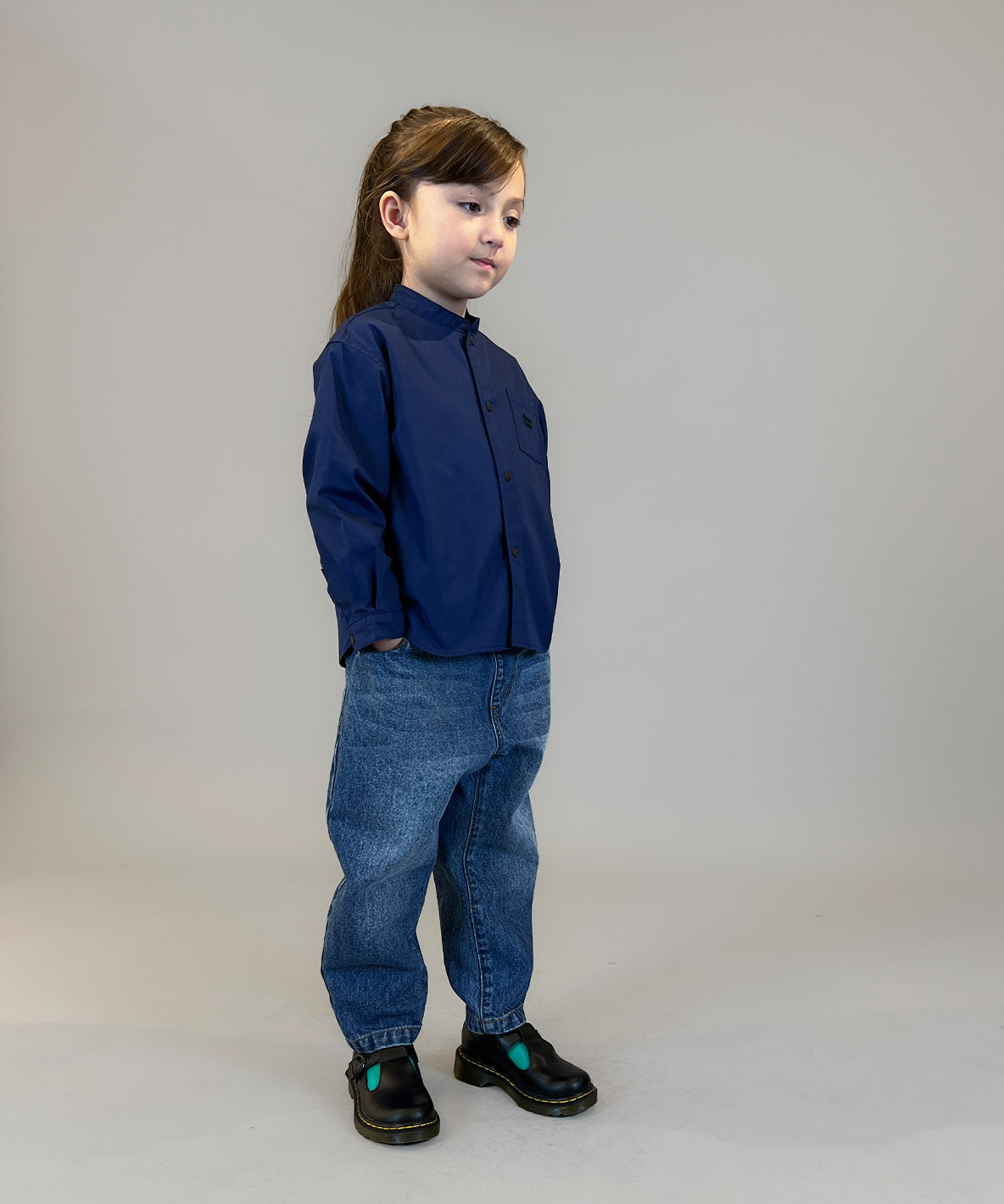 Broadcloth Band Collar Shirt