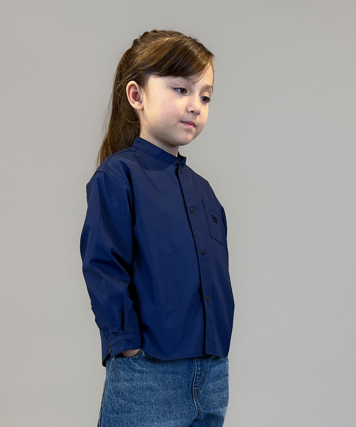 Broadcloth Band Collar Shirt