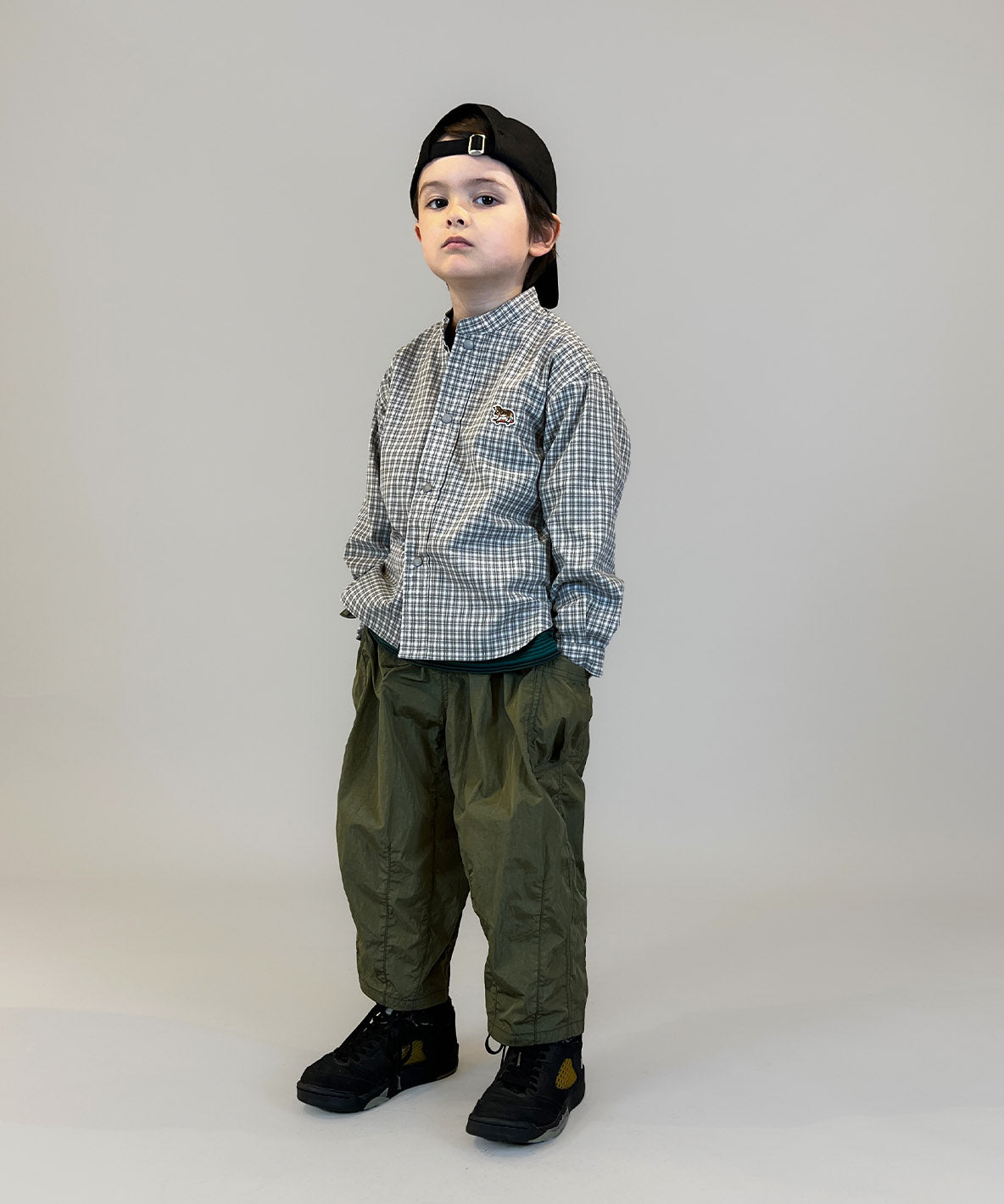 Mini Plaid BUDDY Band Collar Shirt