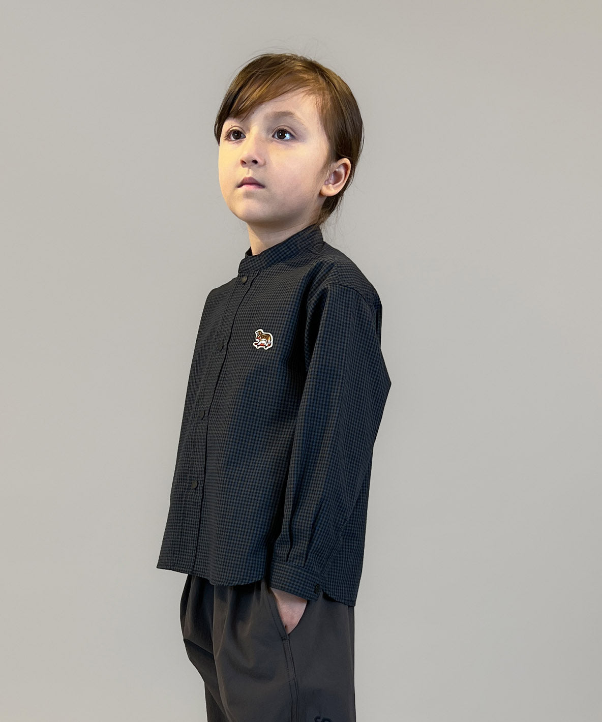 Mini Plaid BUDDY Band Collar Shirt