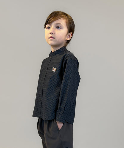 Mini Plaid BUDDY Band Collar Shirt
