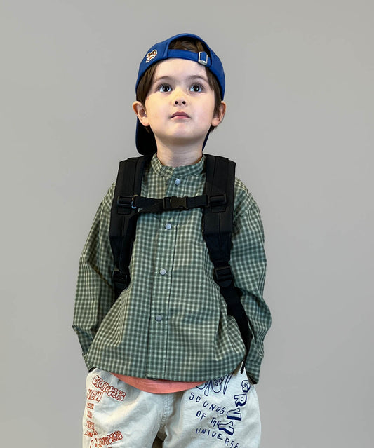 Mini Plaid BUDDY Band Collar Shirt