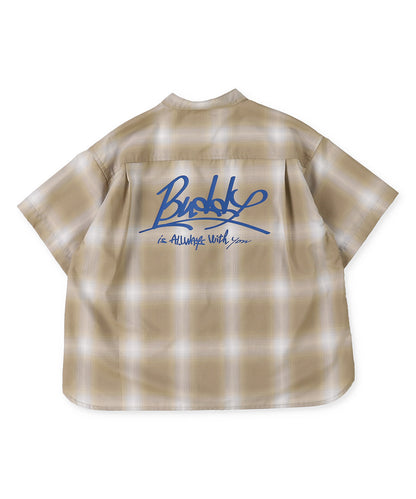 Ombrecheck Band Collar Shirt