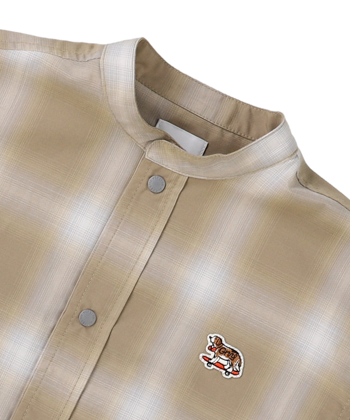 Ombrecheck Band Collar Shirt