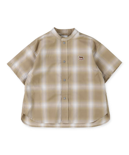 Ombrecheck Band Collar Shirt