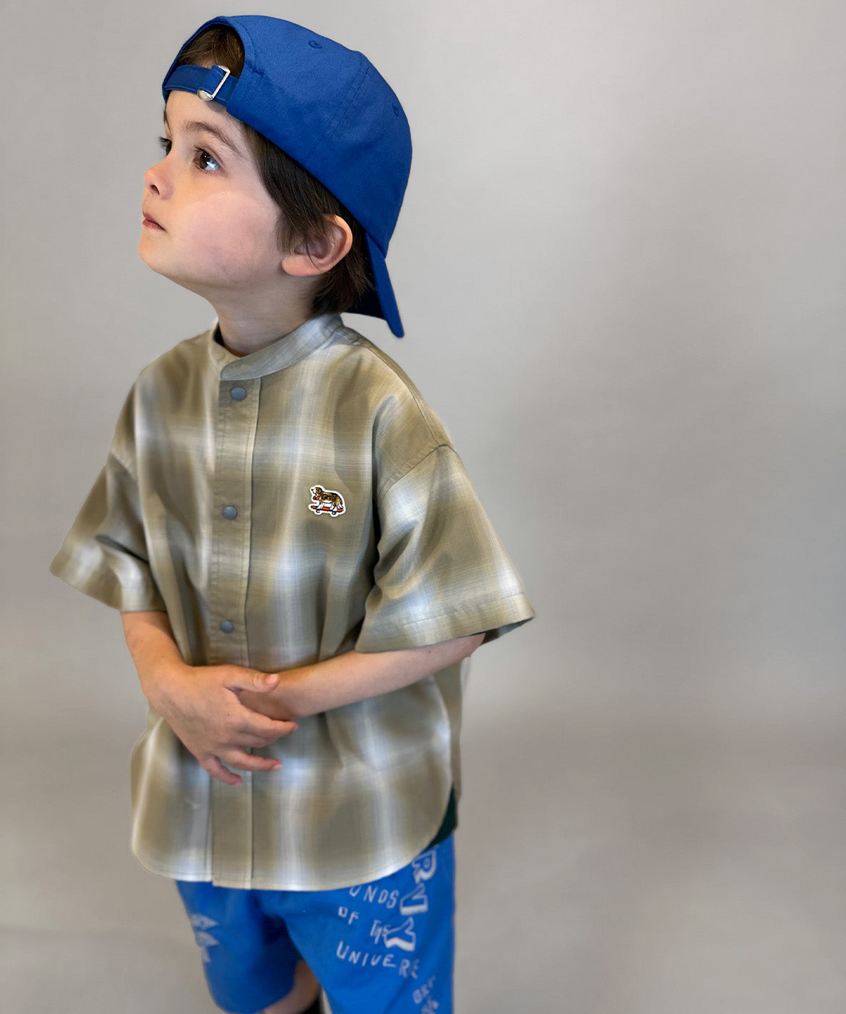 Ombrecheck Band Collar Shirt