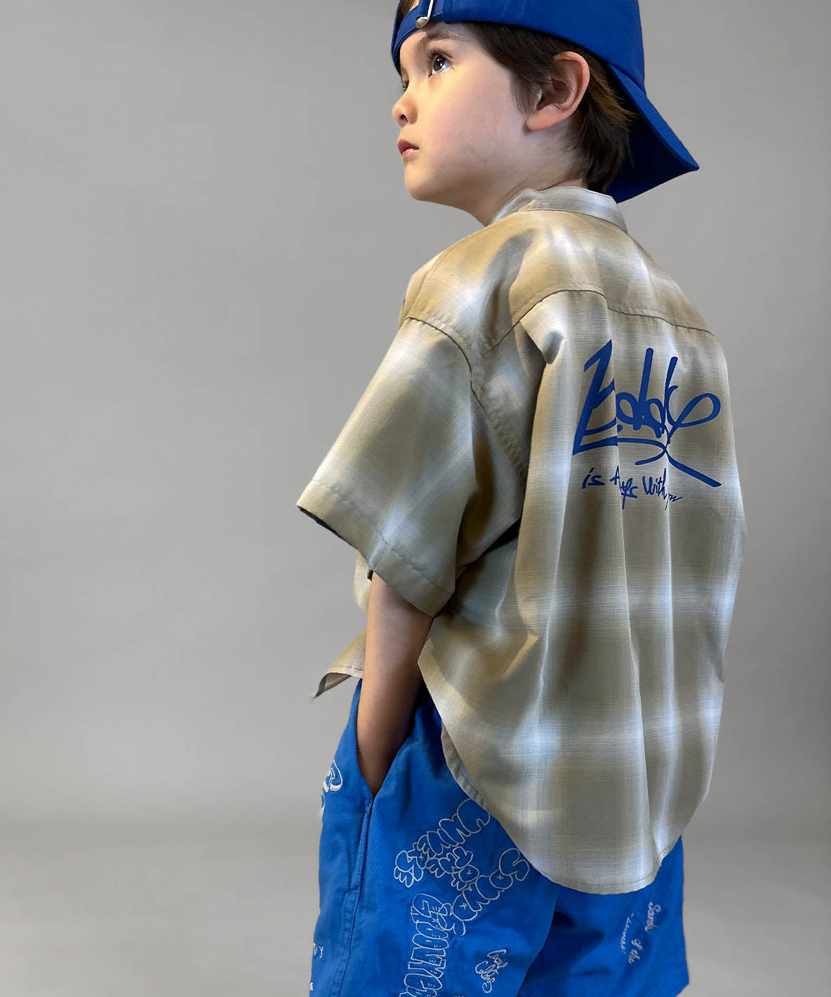 Ombrecheck Band Collar Shirt