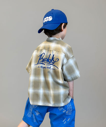 Ombrecheck Band Collar Shirt