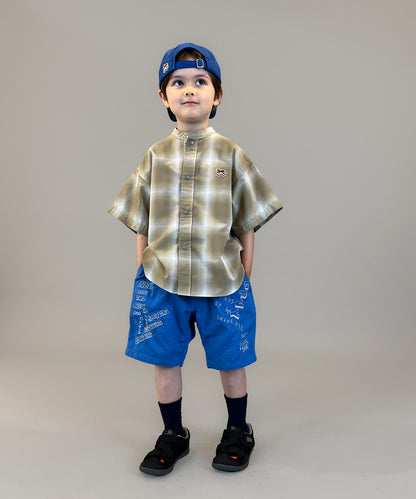 Ombrecheck Band Collar Shirt