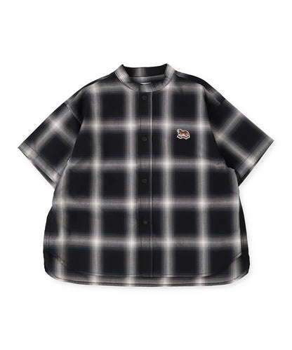 Ombrecheck Band Collar Shirt