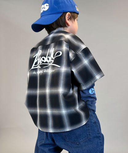 Ombrecheck Band Collar Shirt