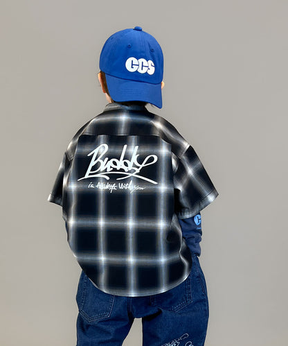 Ombrecheck Band Collar Shirt