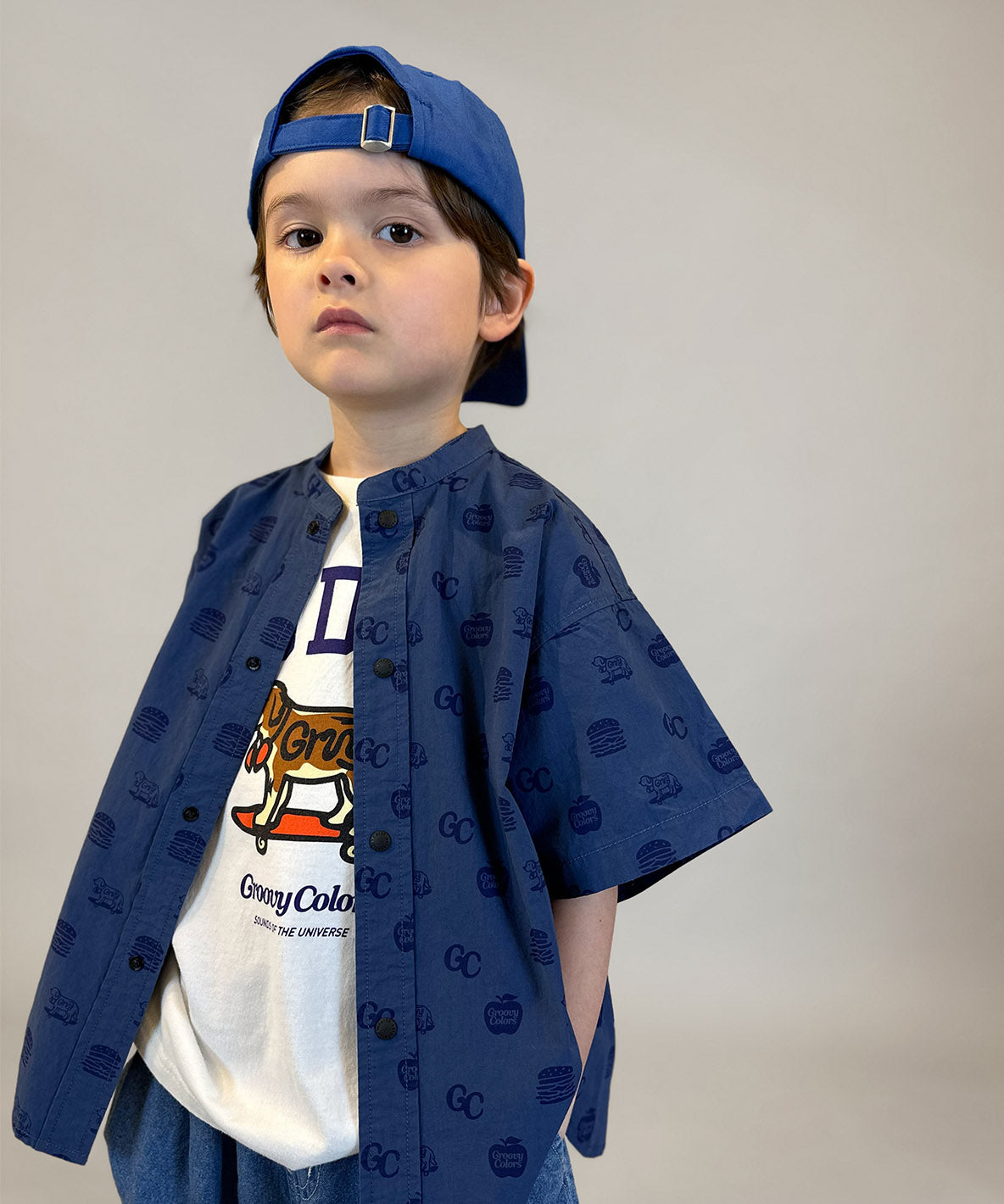 GC Patterned Band Collar Shirt