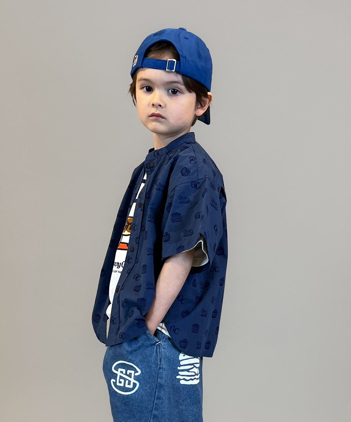 GC Patterned Band Collar Shirt