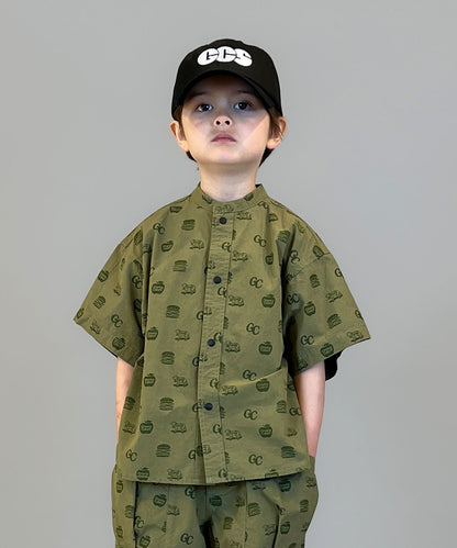 GC Patterned Band Collar Shirt