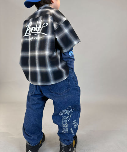 8oz Denim Graffiti Ballooned Long Pants