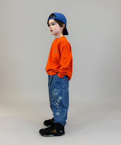 8oz Denim Graffiti Ballooned Long Pants