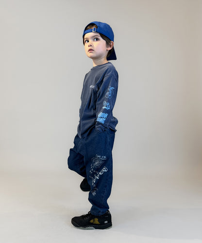 8oz Denim Graffiti Ballooned Long Pants