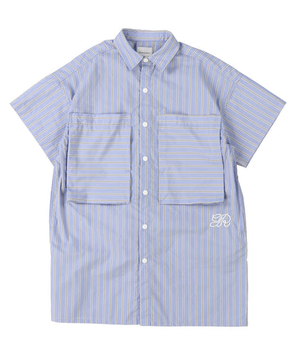 Striped Knee Length Shirt Dress