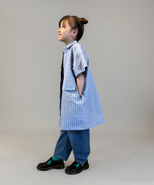 Striped Knee Length Shirt Dress