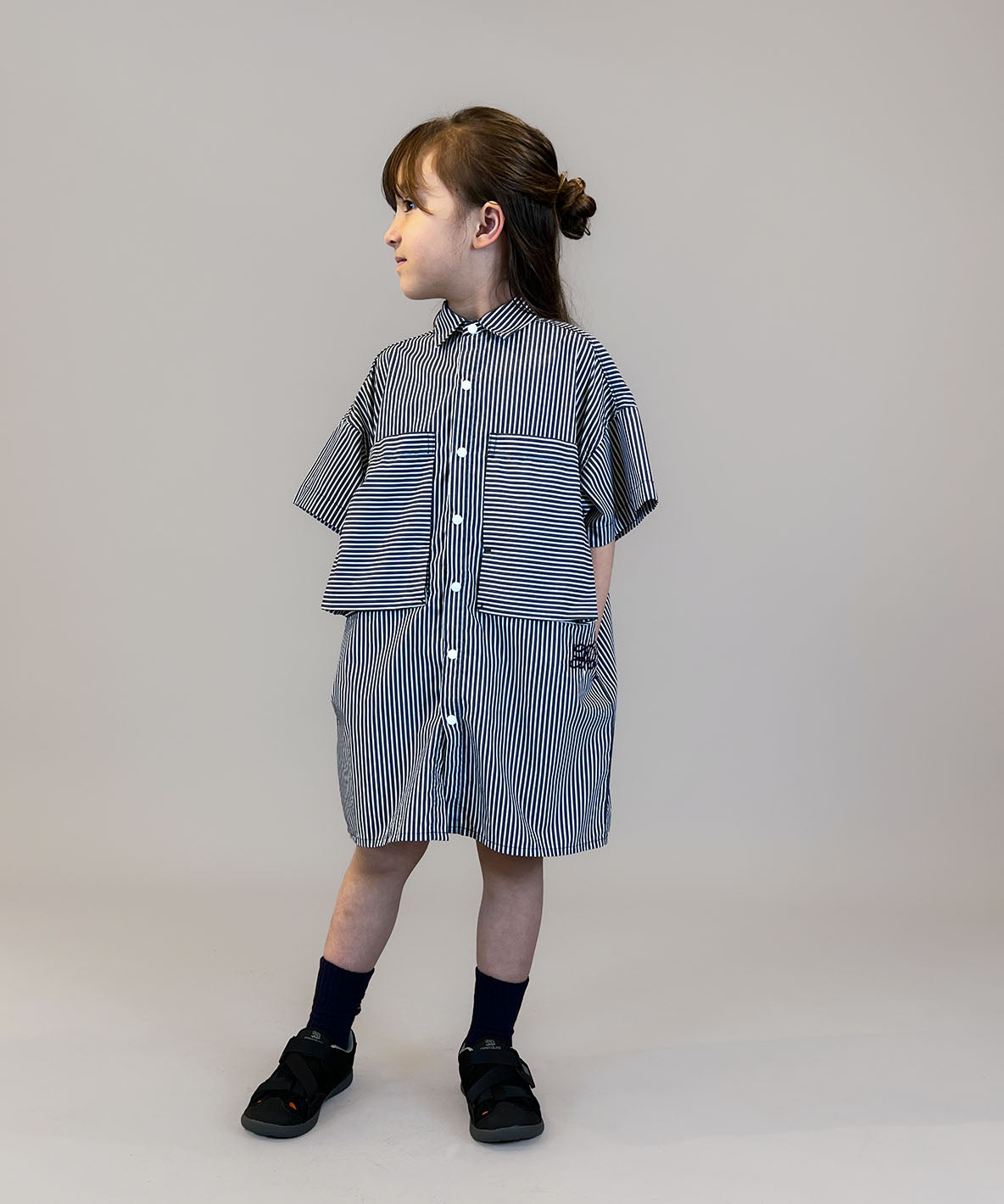 Striped Knee Length Shirt Dress