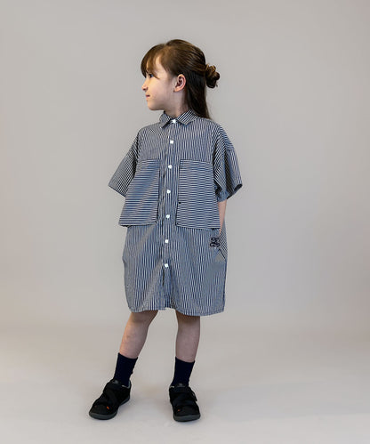 Striped Knee Length Shirt Dress