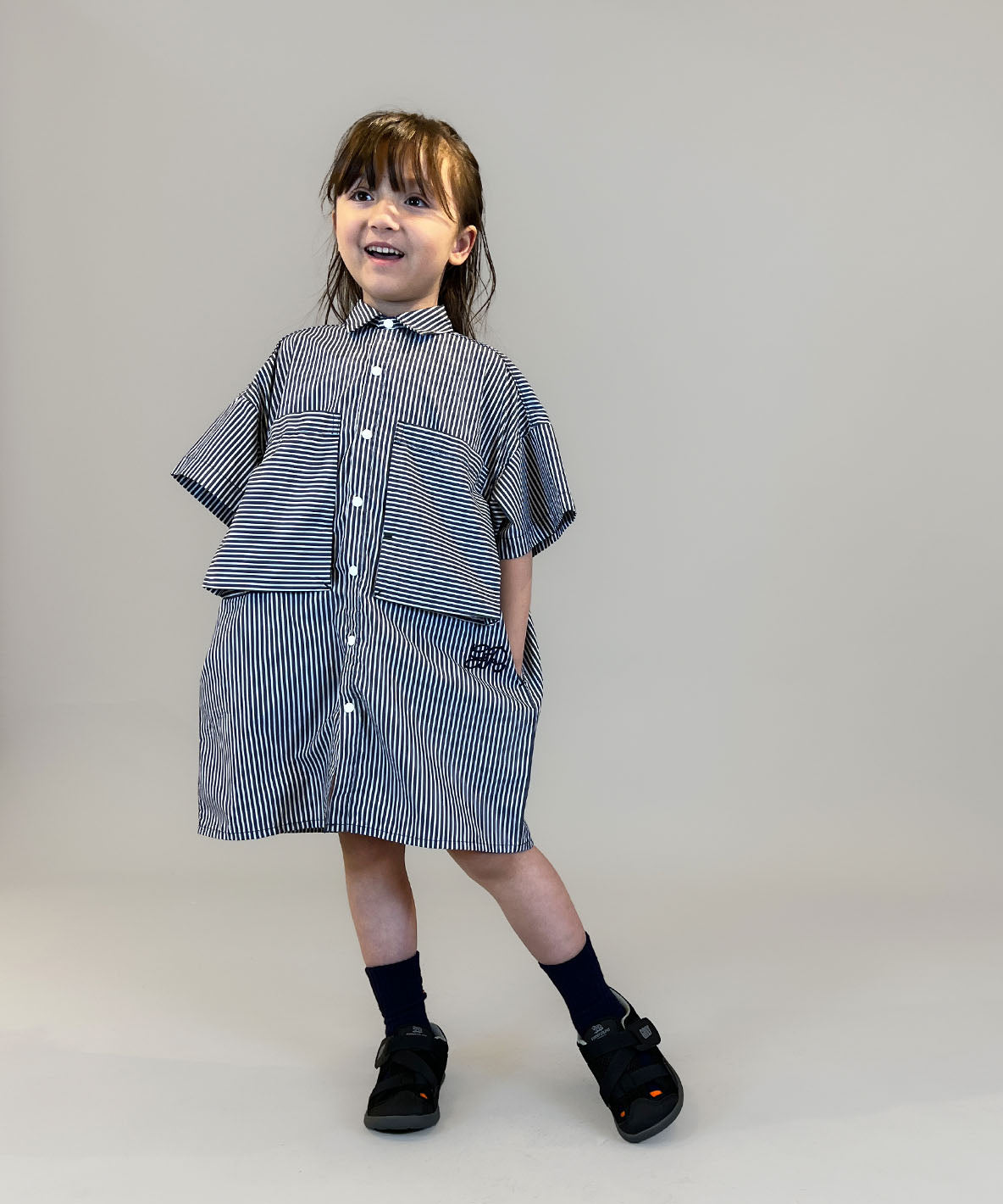 Striped Knee Length Shirt Dress