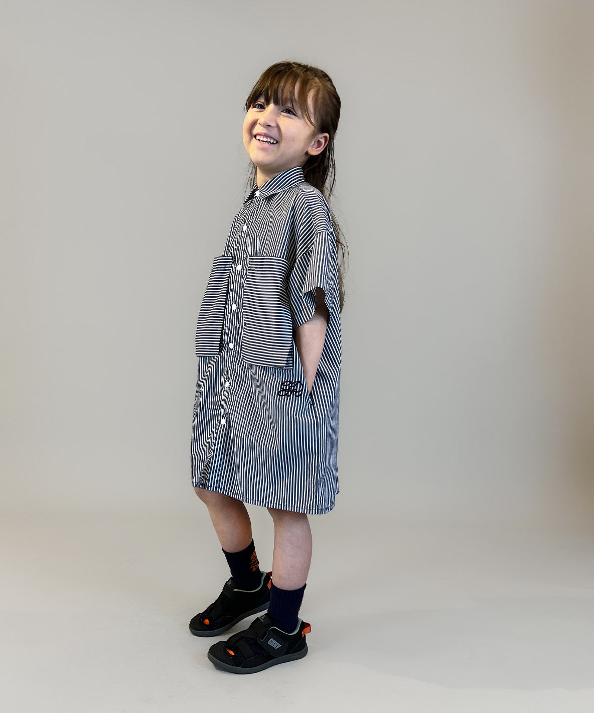 Striped Knee Length Shirt Dress