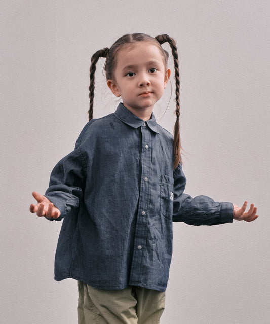 Indigo Sheer Denim Wide Shirt