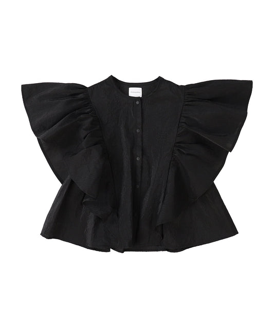 Ripstopped Sheer Taffeta Butterfly Sleeve Blouse